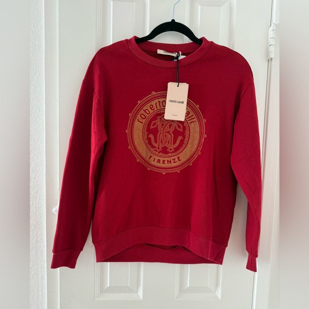 Roberto Cavalli Women’s Knitted Sweatshirt with Large RC Logo, Size 38, US S NWT